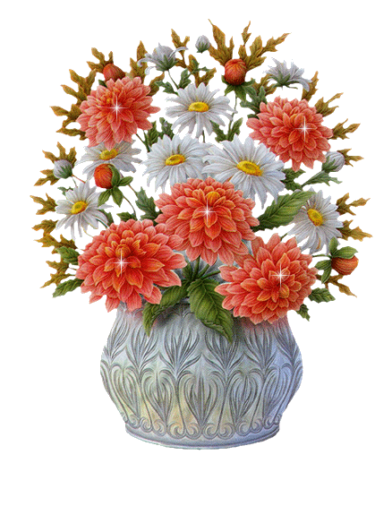 блестящие цветы в вазе